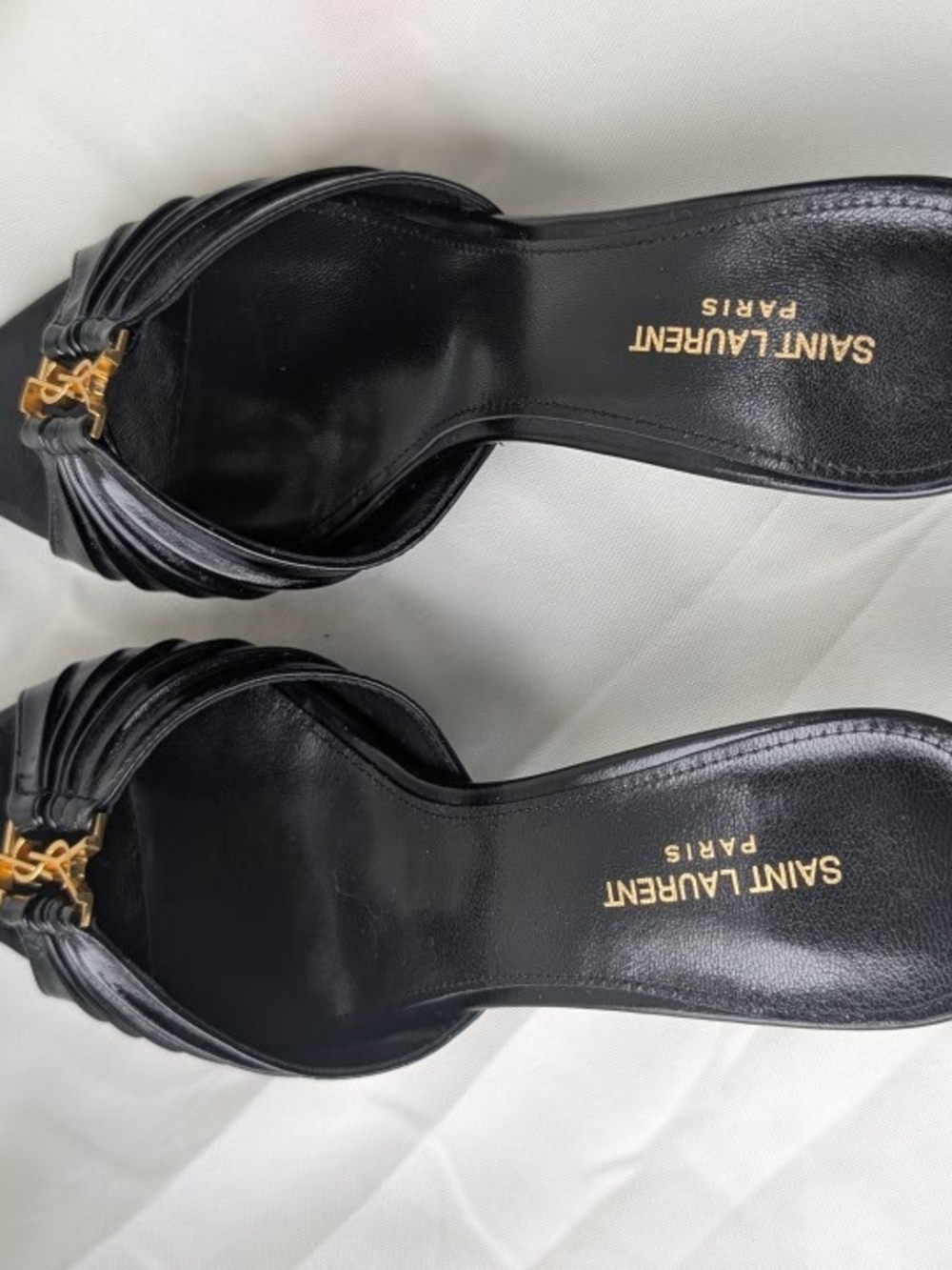 Saint Laurent Black Leather YSL Logo Slide Mule - Picture 8 of 16